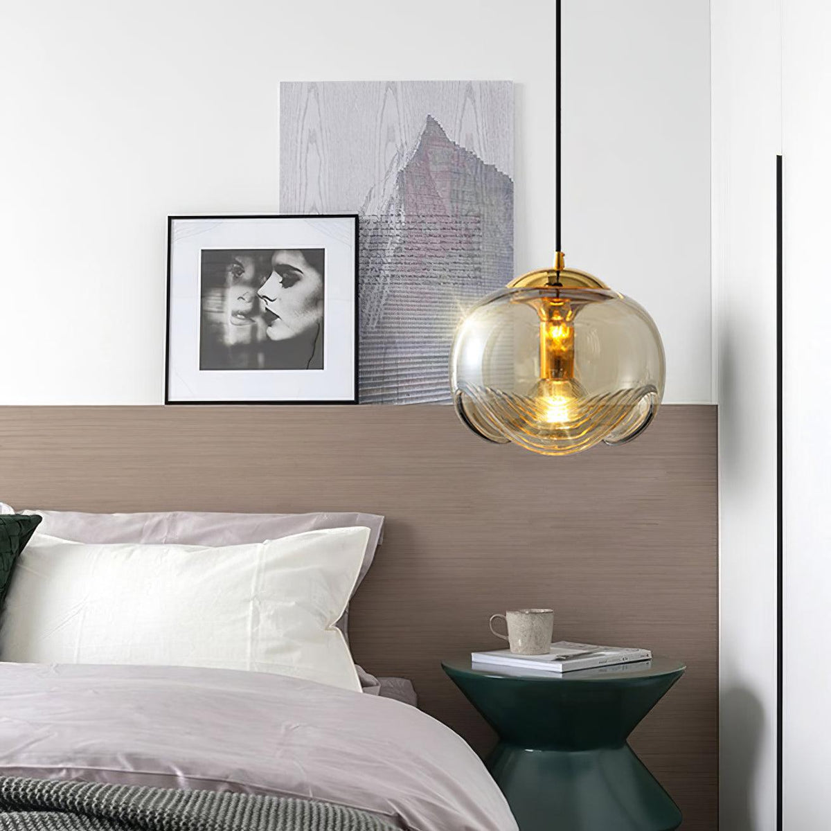 Hanglamp Golf — glas en metaal, één of drie kappen — afbeelding 1