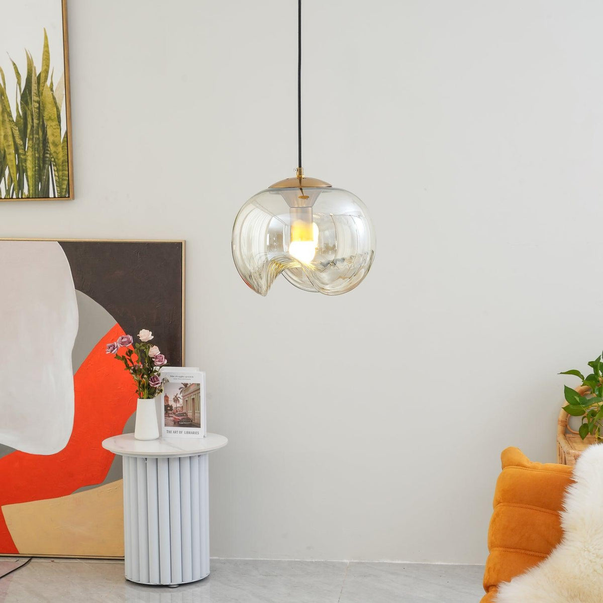 Hanglamp Golf — glas en metaal, één of drie kappen — afbeelding 2