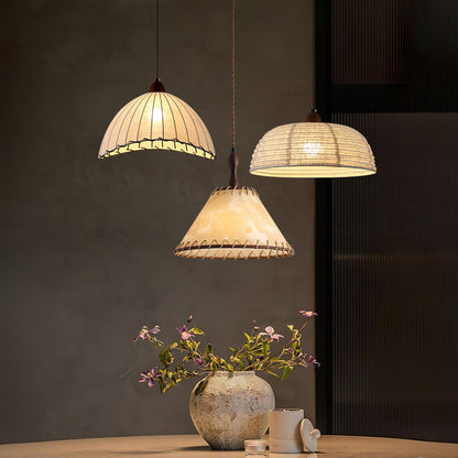 Hanglamp Naturel — hout, stof en metaal, vier maten — afbeelding 1