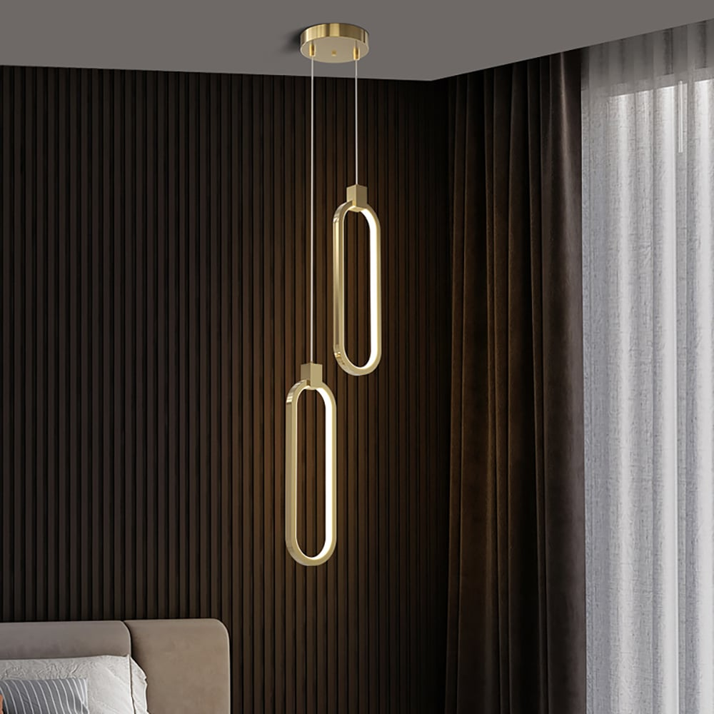 Hanglamp Cirkel — messinggoud, twee lichtpunten — afbeelding 2
