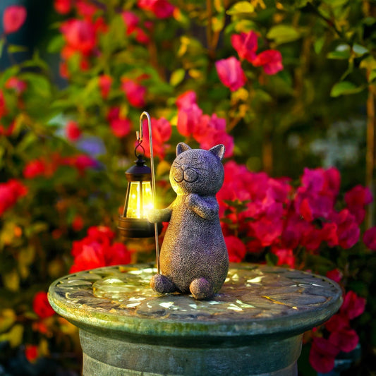 Buitenlamp Kat — hars, zonne-energie, lichtsensor — afbeelding 1