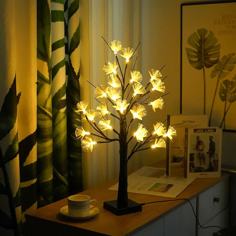 Tafellamp Berkenboom — 45 cm hoog, warm licht via USB — afbeelding 2