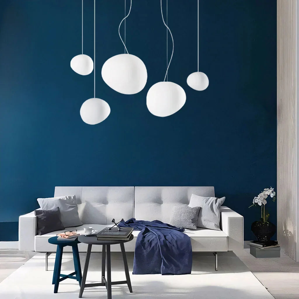 Hanglamp Kiezel — wit matglas, vier maten — afbeelding 2