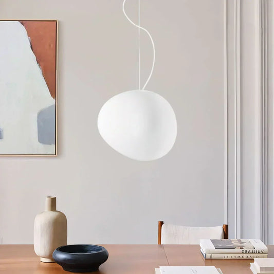 Hanglamp Kiezel — wit matglas, vier maten — afbeelding 1