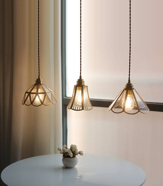 Hanglamp Messing en Glas — snoer 120 cm, drie maten — afbeelding 1