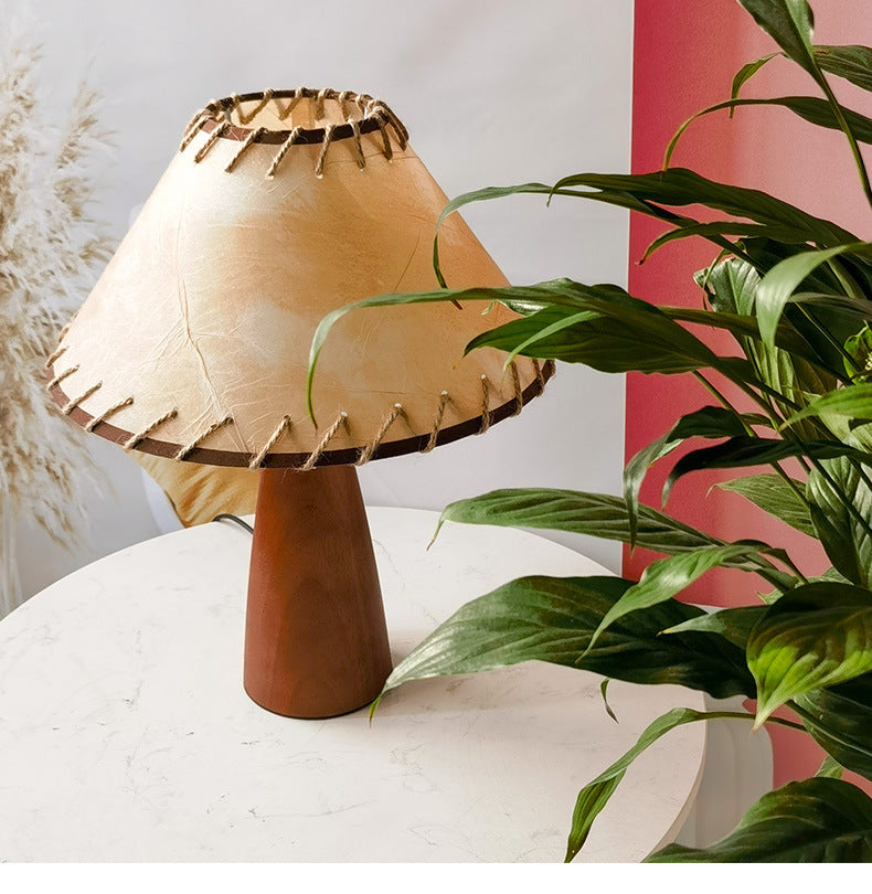 Tafellamp Massief Hout — messing en keramiek, E27 — afbeelding 1