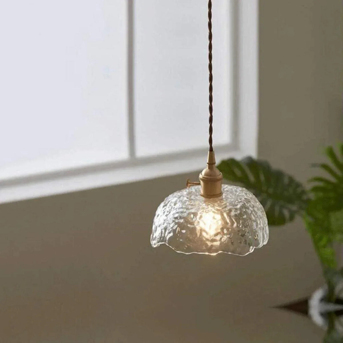 Hanglamp Ring — messing en glas, draaibare ringen — afbeelding 2