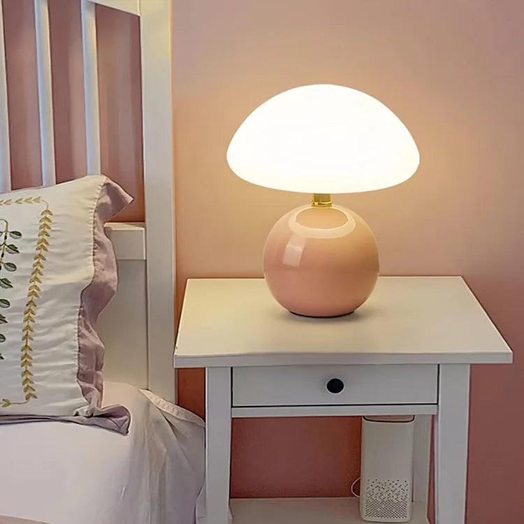Tafellamp Paddenstoel — keramiek, drie lichtkleuren — afbeelding 5