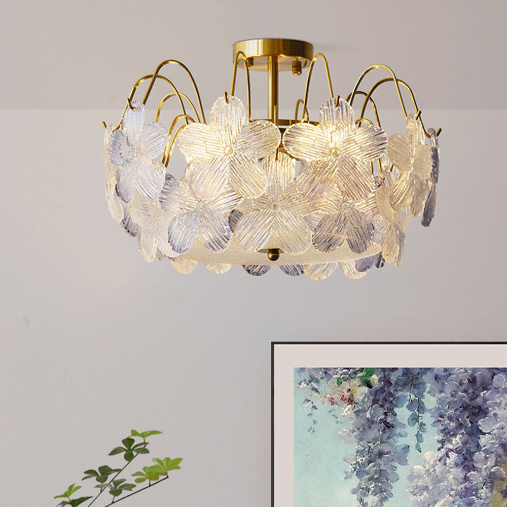 Kroonluchter Bloemglas — gekleurd glas, fitting E14 — afbeelding 3