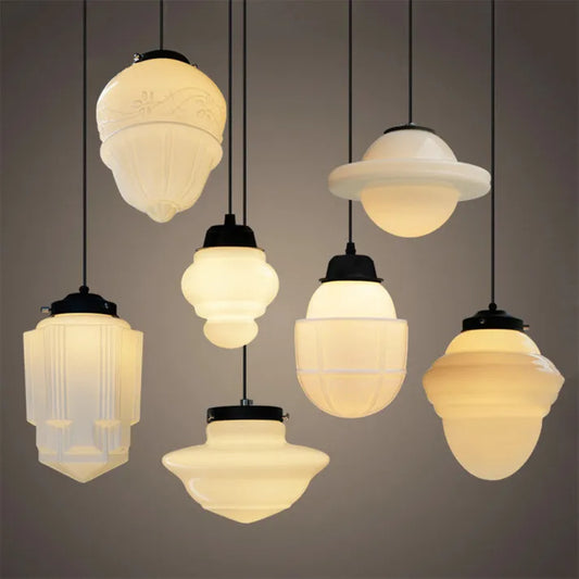 Hanglamp Melkglas — geometrische kap, vijf modellen — afbeelding 1