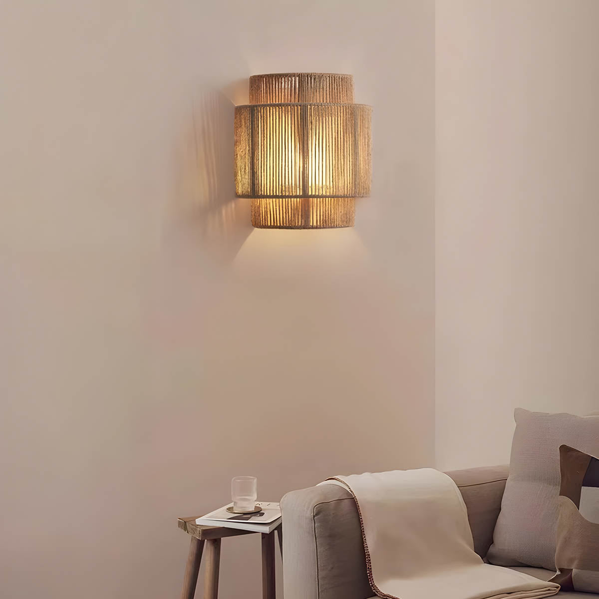 Wandlamp Hikari — gevlochten touw, 25 x 23 cm — afbeelding 2