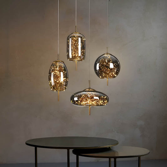 Hanglamp Essence — donkerbruin glas, drie maten — afbeelding 1
