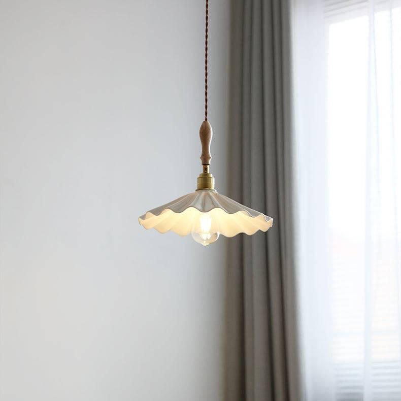 Hanglamp Keramiek — geribbelde kap, fitting E27, 30 cm — afbeelding 1