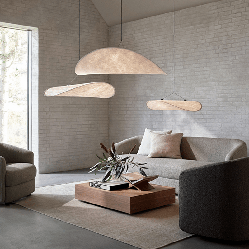 Hanglamp Japandi — textielen kap, vier diameters — afbeelding 1