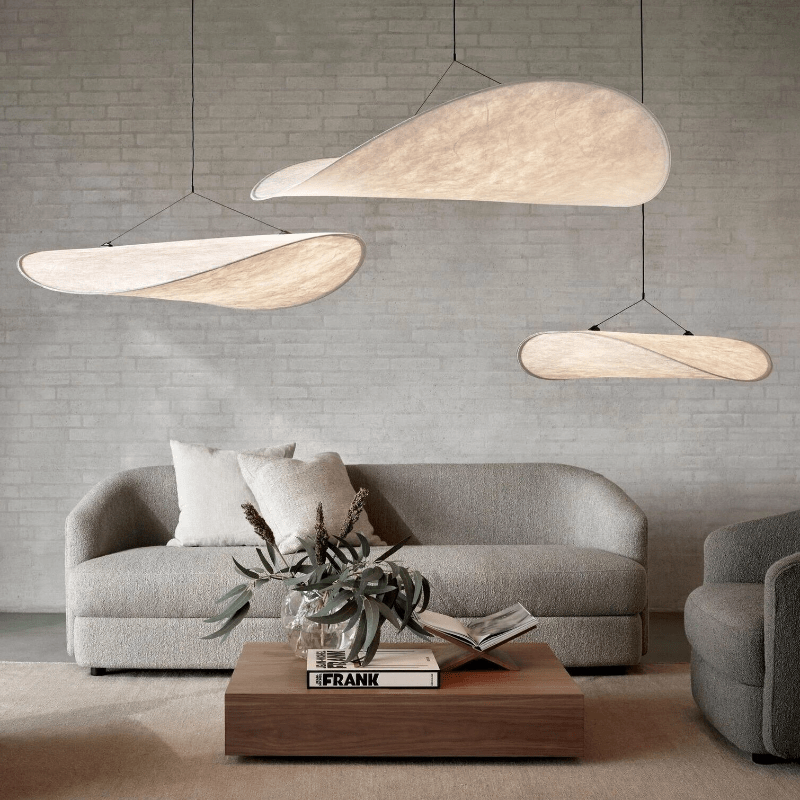 Hanglamp Japandi — textielen kap, vier diameters — afbeelding 4