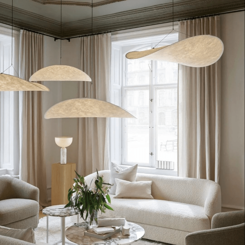 Hanglamp Japandi — textielen kap, vier diameters — afbeelding 3