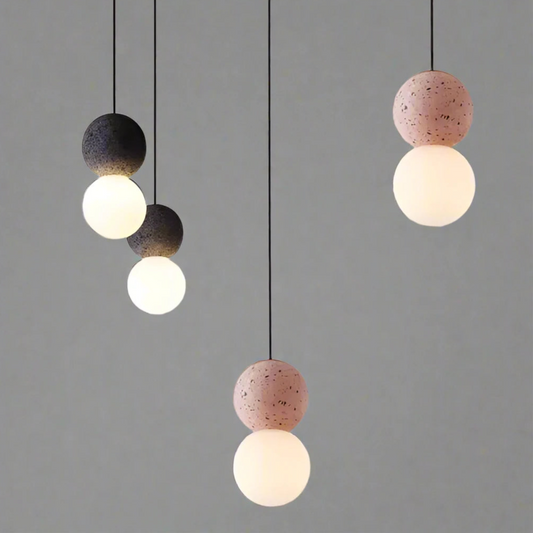 Hanglamp Origo — vulkaansteen en opaalglas, G9 — afbeelding 1