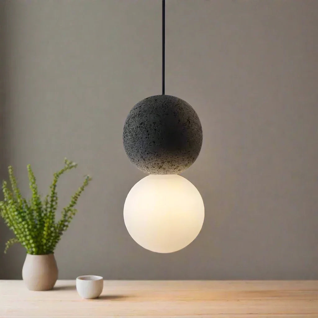 Hanglamp Origo — vulkaansteen en opaalglas, G9 — afbeelding 2