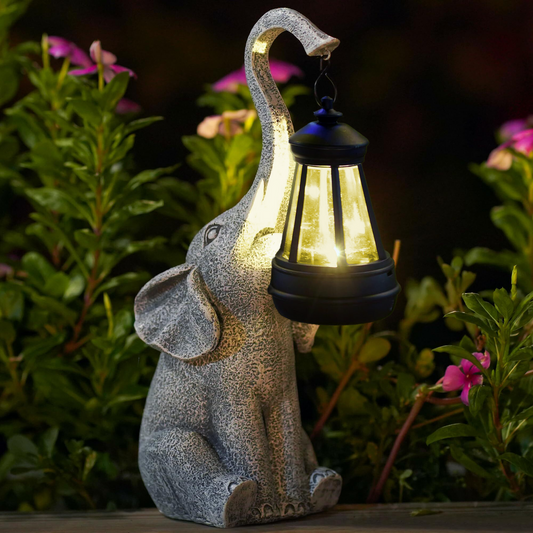 Buitenlamp Olifant — hars, zonne-energie, schemersensor — afbeelding 1